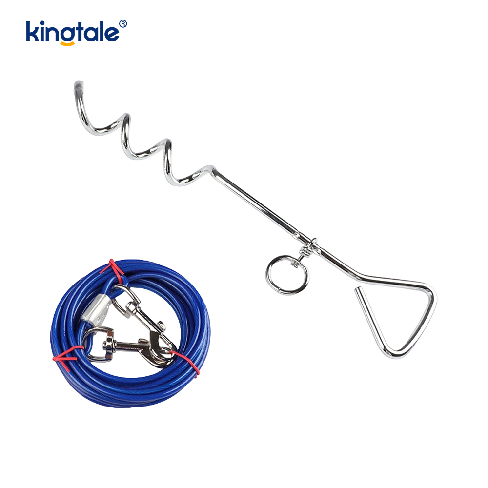 Dog Tie Out Cable at Stake gamit ang Malambot na Handle
