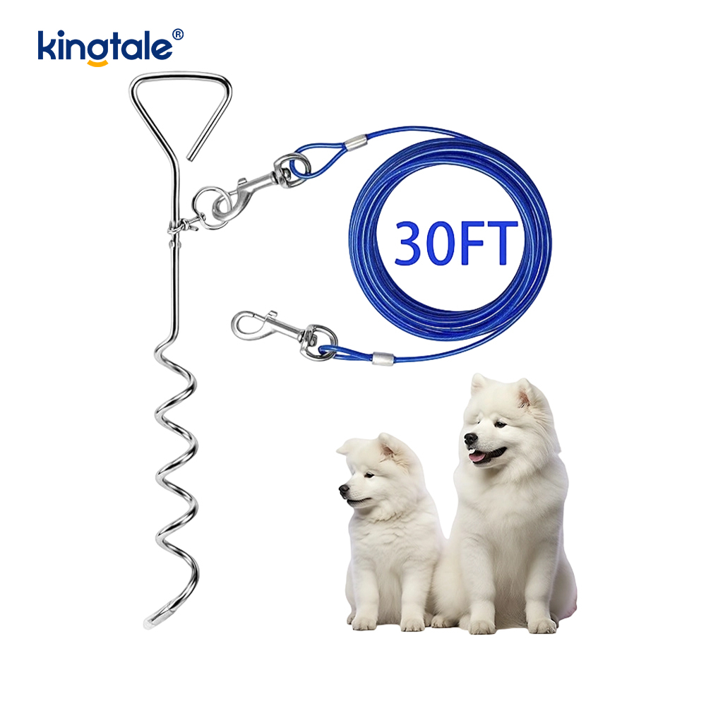 Dog Tie Out Cable at Stake 30ft Outside Leash&Chain