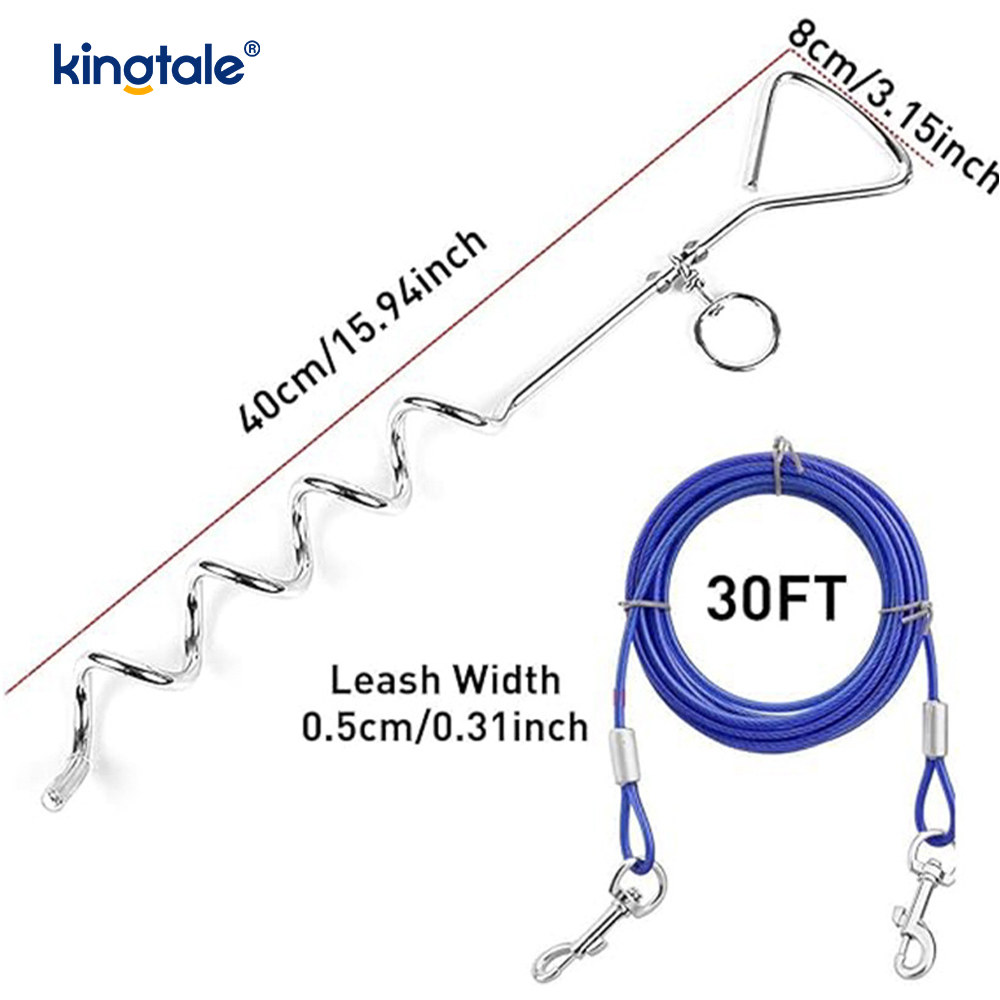 Dog Tie Out Cable at Stake 30ft Outside Leash&Chain