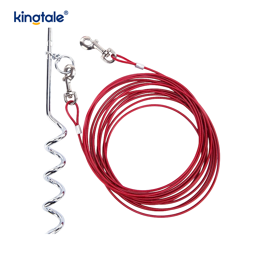 Dog Tie Out Cable at Stake