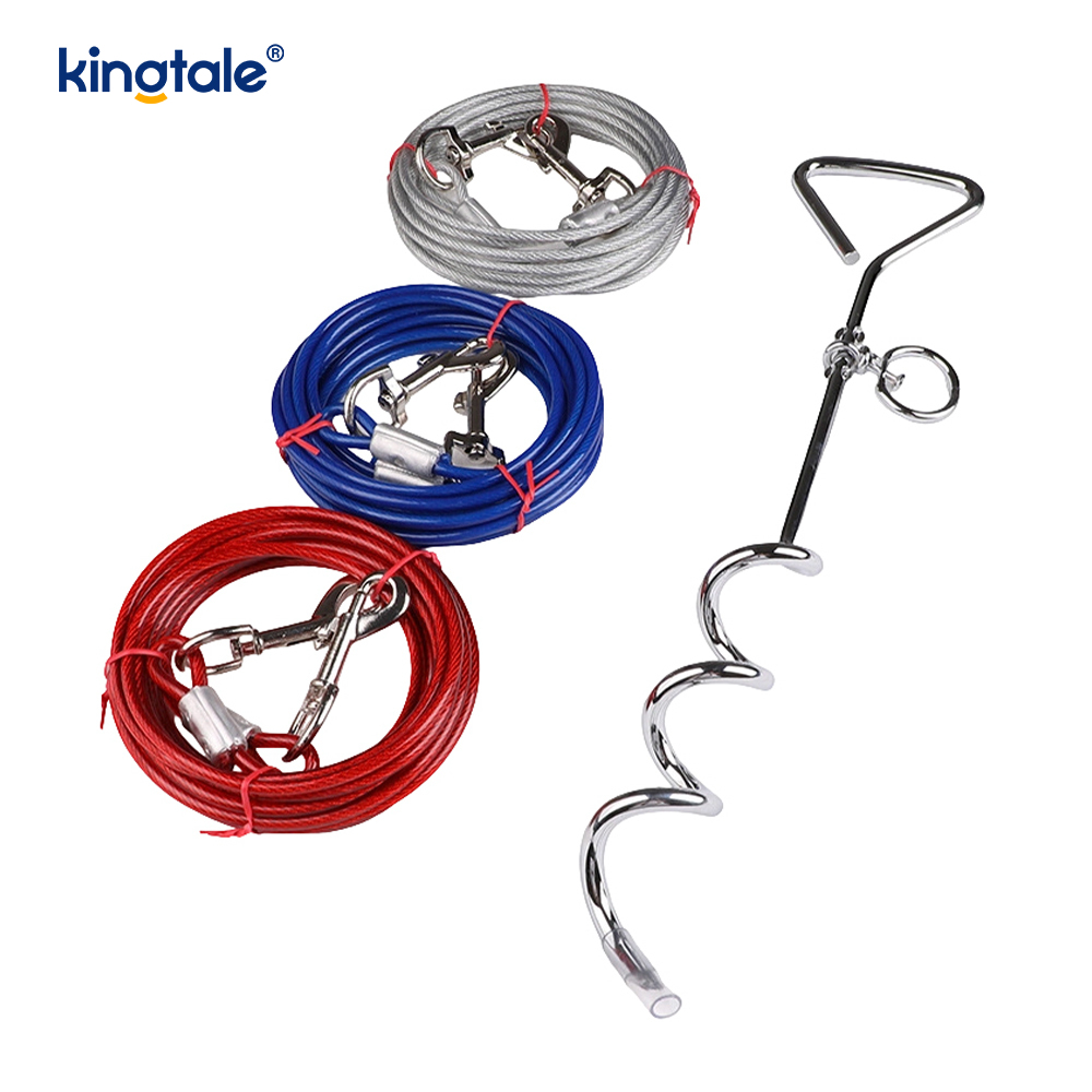 Dog Tie Out Cable at Stake