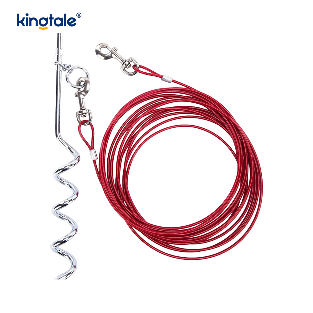 Dog Tie Out Cable at Stake