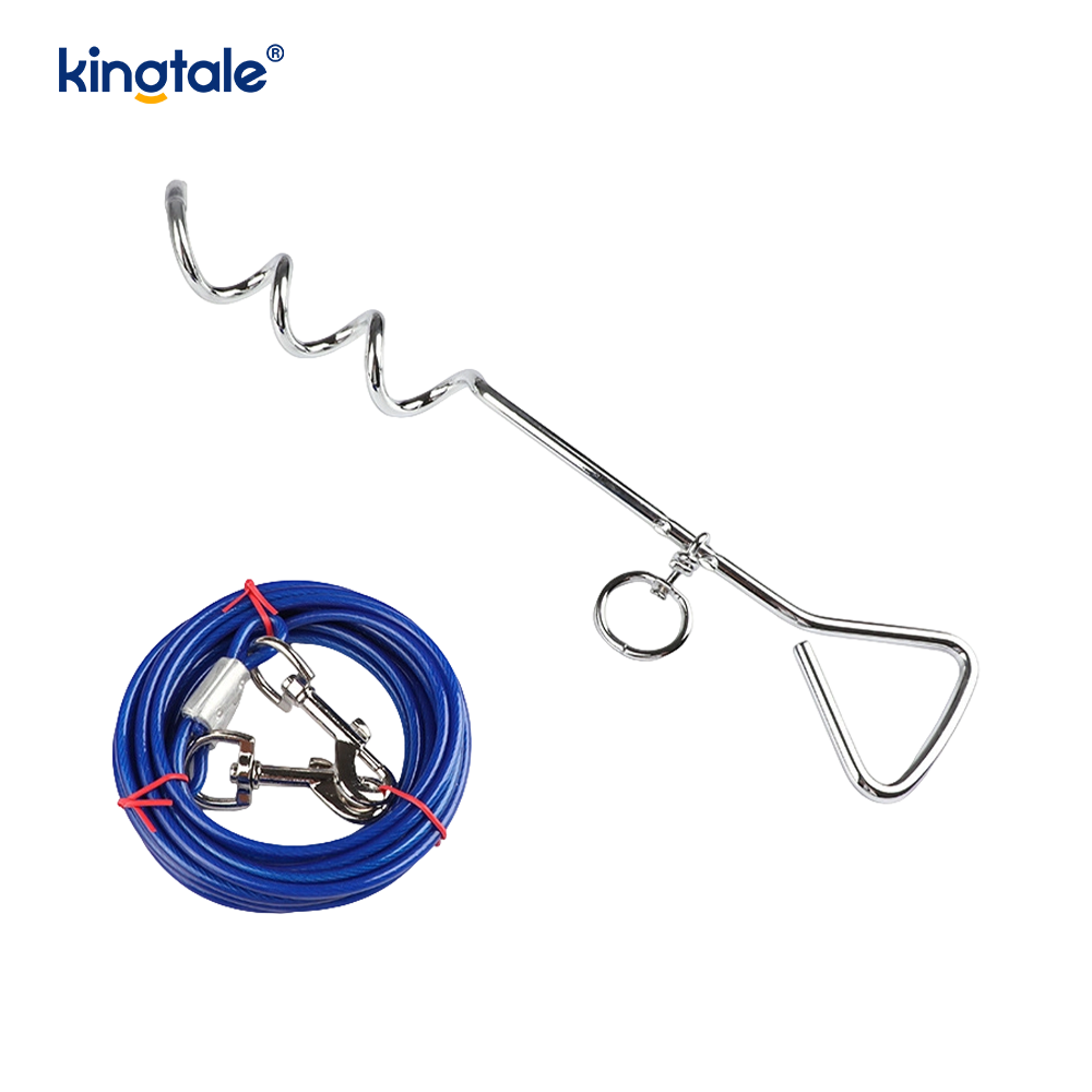 Dog Tie Out Cable at Stake gamit ang Malambot na Handle
