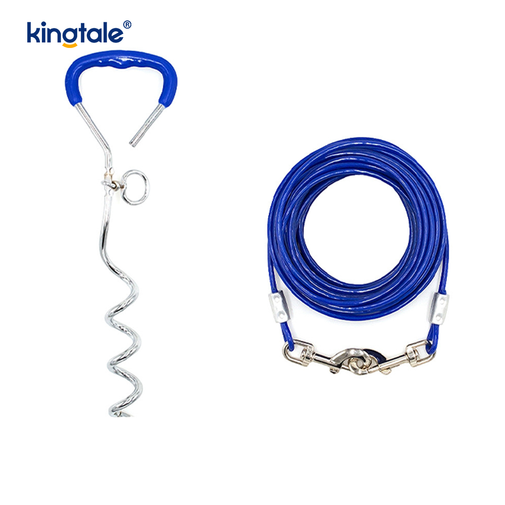 Dog Tie Out Cable at Stake gamit ang Malambot na Handle