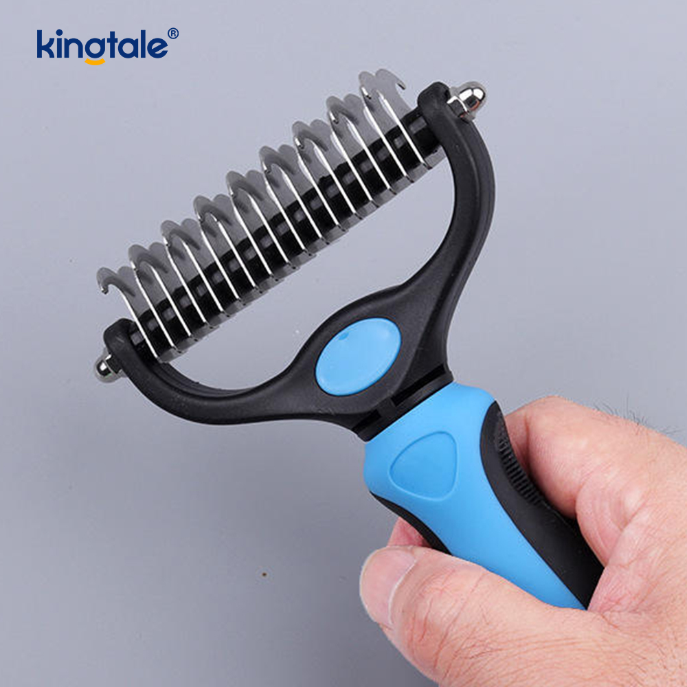 Pet Grooming Rake Double-Sided Deshedding Dematting Tool, Undercoat Rake Para sa Mga Aso at Pusa