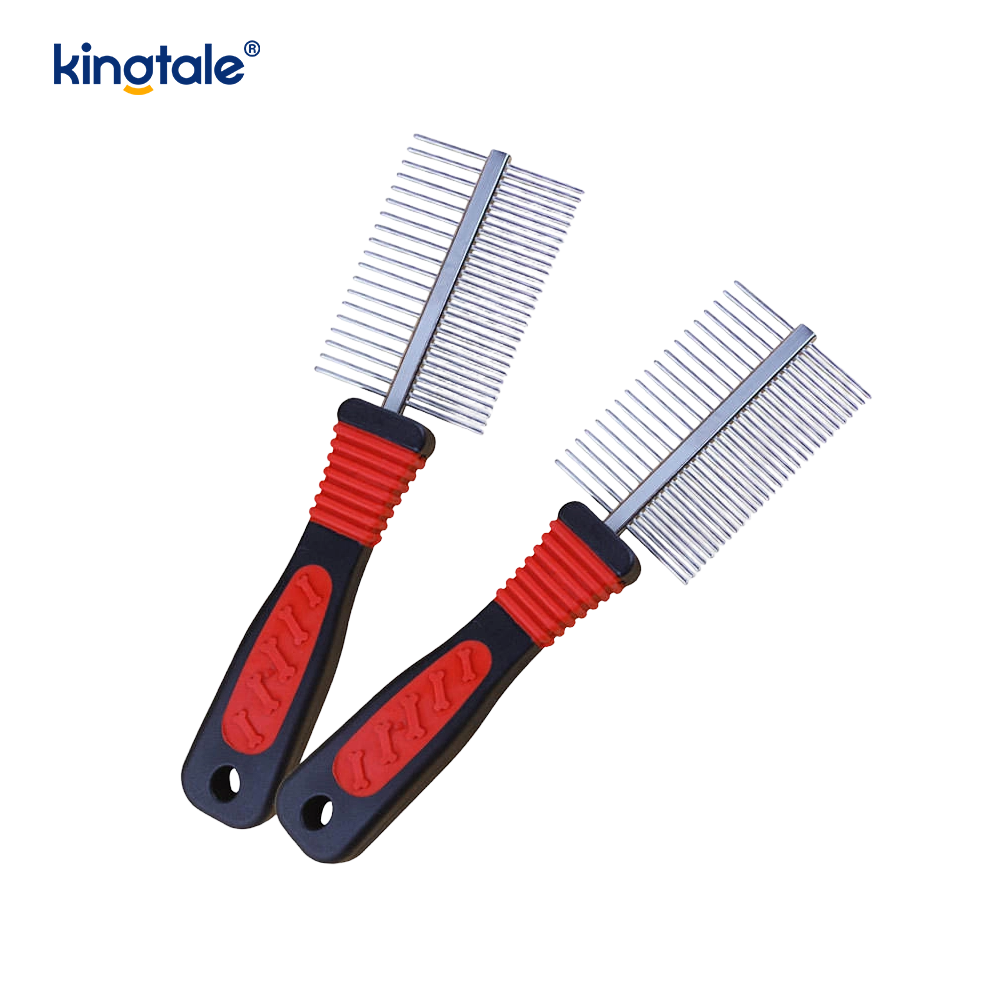 Double-Sided Dog Comb Tick at Flea Comb Dog Grooming Brush Para sa Maliit na Lahi at Tuta
