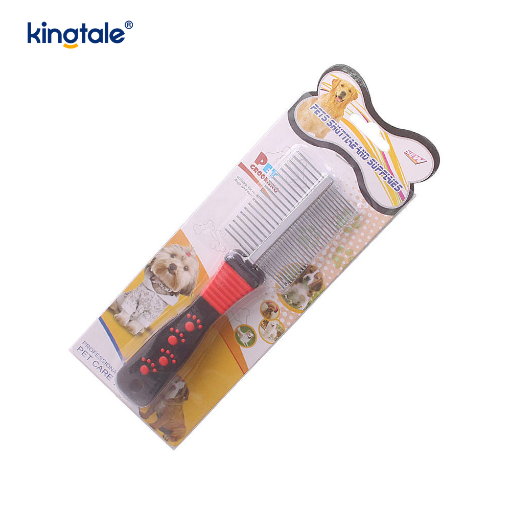 Double-Sided Dog Comb Tick at Flea Comb Dog Grooming Brush Para sa Maliit na Lahi at Tuta