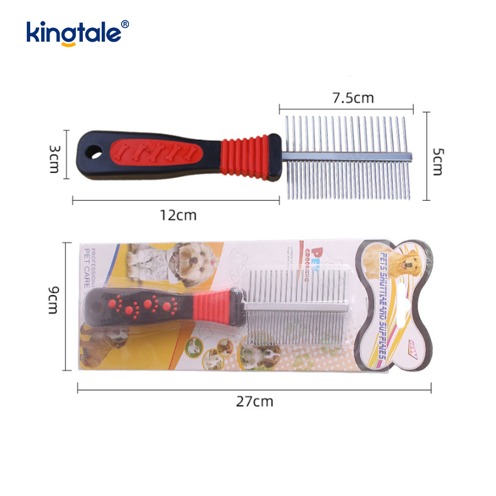 Double-Sided Dog Comb Tick at Flea Comb Dog Grooming Brush Para sa Maliit na Lahi at Tuta