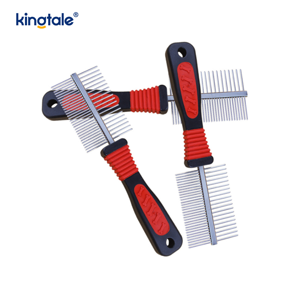 Double-Sided Dog Comb Tick at Flea Comb Dog Grooming Brush Para sa Maliit na Lahi at Tuta
