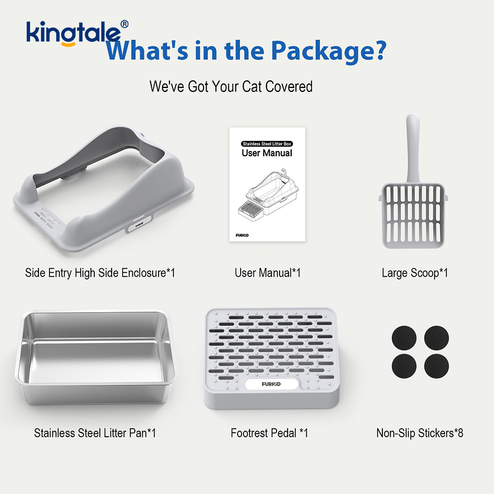 Stainless Steel Cat Litter Box na May Foot Pedal Metal Litter Pan High Sided, Hindi Kailanman