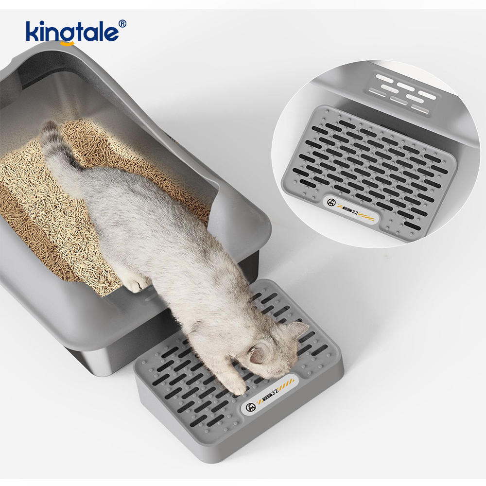 Stainless Steel Cat Litter Box na May Foot Pedal Metal Litter Pan High Sided, Hindi Kailanman