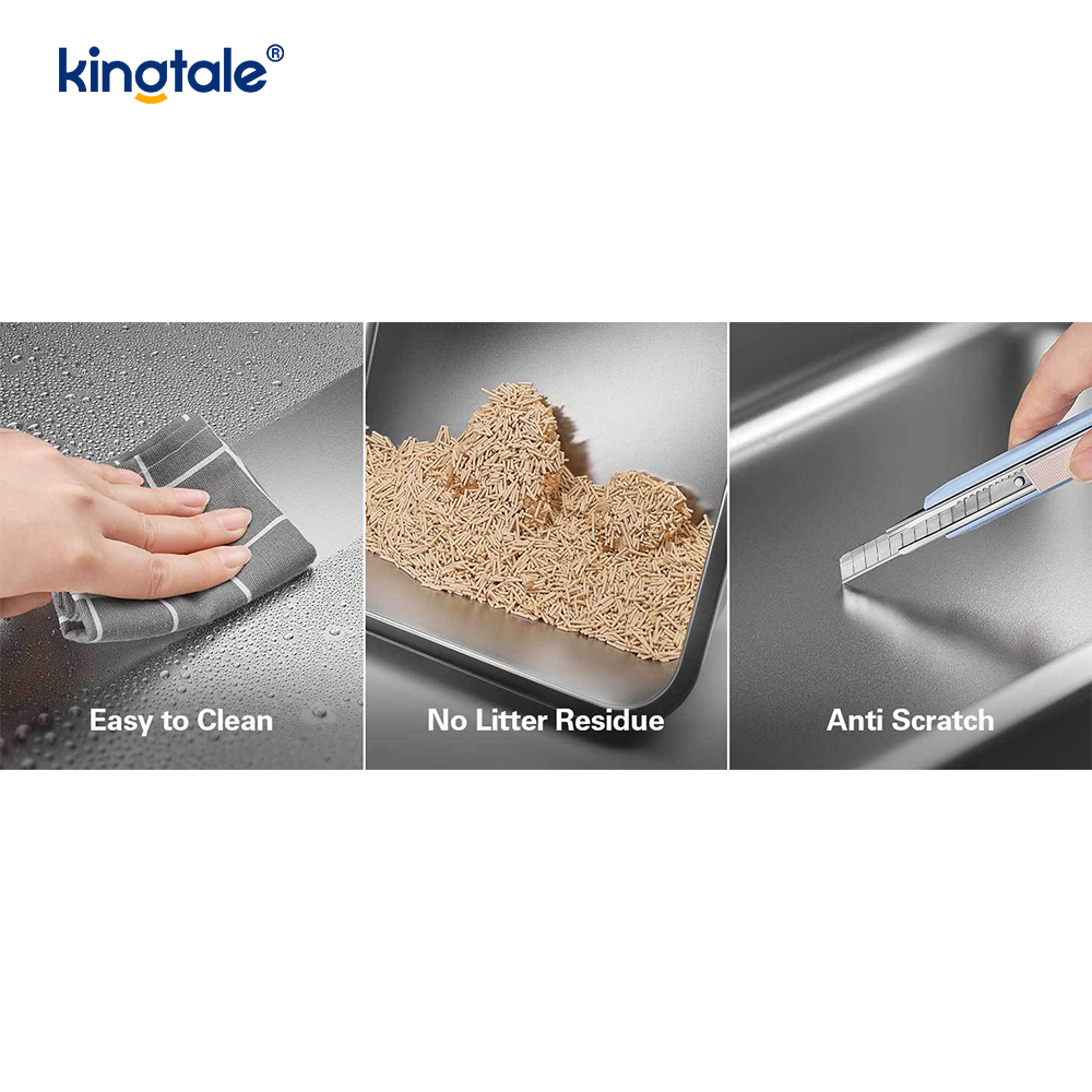 Stainless Steel Cat Litter Box na May Foot Pedal Metal Litter Pan High Sided, Hindi Kailanman