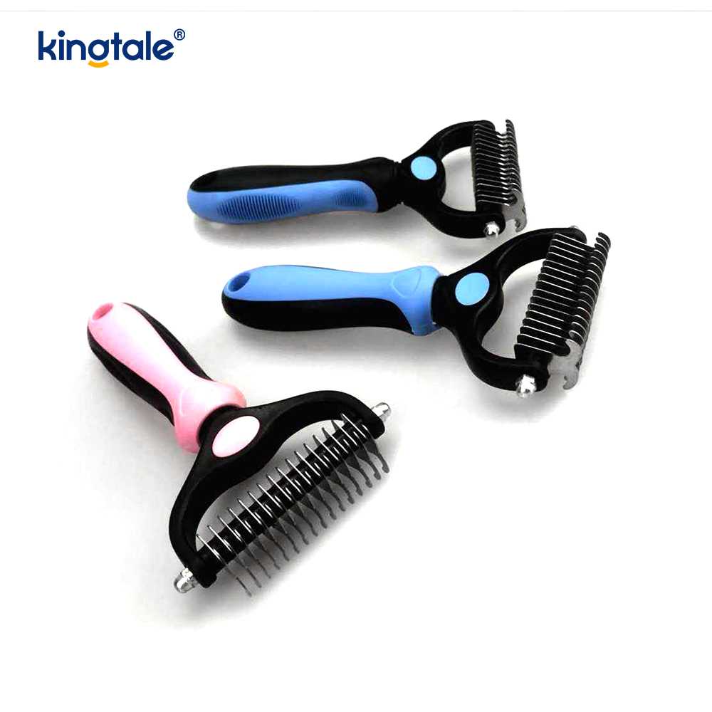Pet Grooming Rake Double-Sided Deshedding Dematting Tool, Undercoat Rake Para sa Mga Aso at Pusa