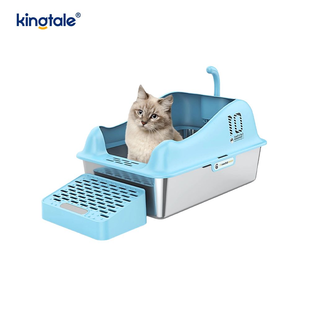 Stainless Steel Cat Litter Box na May Foot Pedal Metal Litter Pan High Sided, Hindi Kailanman
