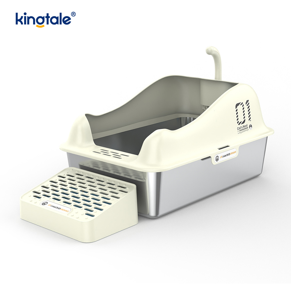 Stainless Steel Cat Litter Box na May Foot Pedal Metal Litter Pan High Sided, Hindi Kailanman