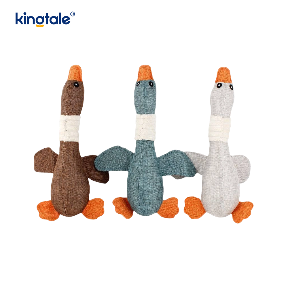 Pet Plush Squeaking Toy Goose Resistance to Bite para sa Paglilinis ng Ngipin
