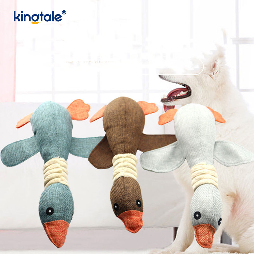 Pet Plush Squeaking Toy Goose Resistance to Bite para sa Paglilinis ng Ngipin