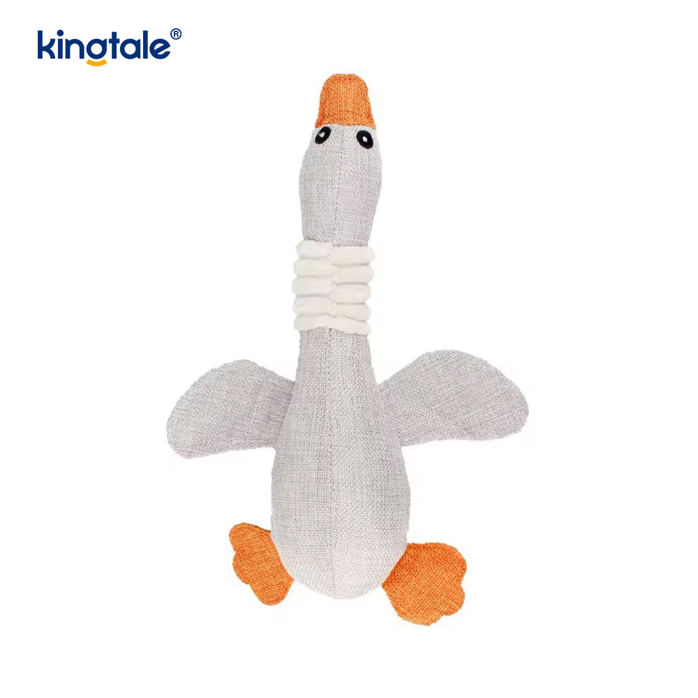 Pet Plush Squeaking Toy Goose Resistance to Bite para sa Paglilinis ng Ngipin