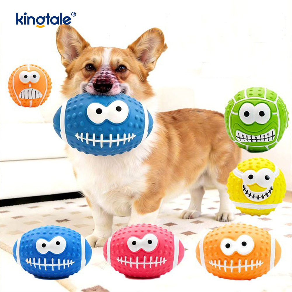 Pet Toy Latex na Gumagawa ng Tunog na Smiley Face Ball sa Indoor At Outdoor