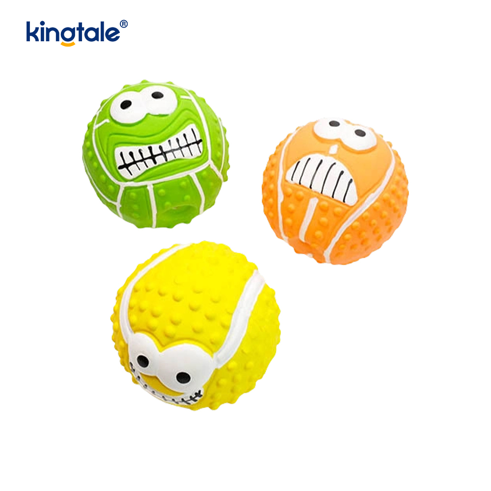 Pet Toy Latex na Gumagawa ng Tunog na Smiley Face Ball sa Indoor At Outdoor