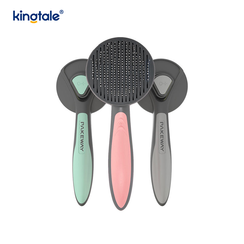 Self Cleaning Slicker Brush at Pet Grooming Rake at Flea Comb Para sa Mga Aso