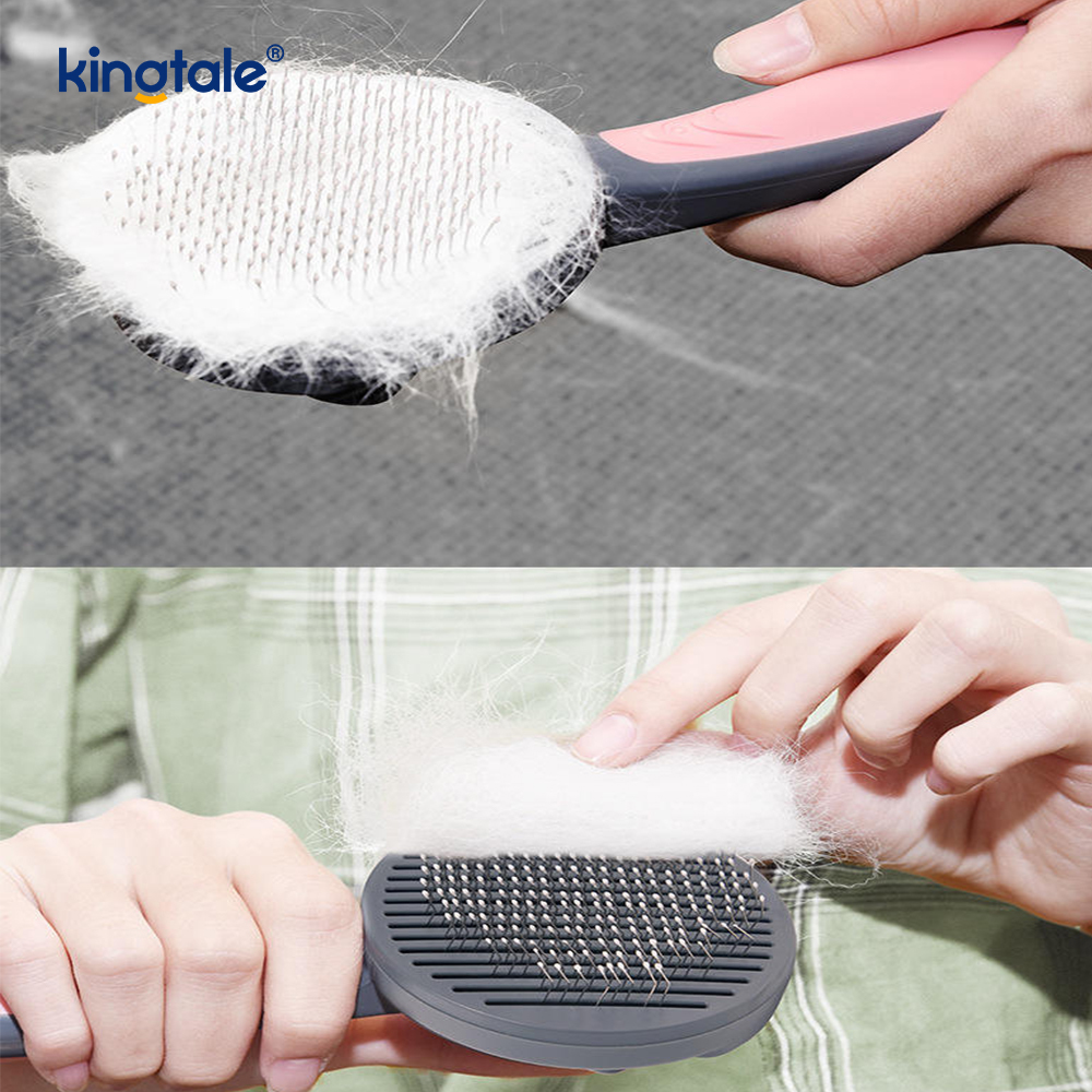 Self Cleaning Slicker Brush at Pet Grooming Rake at Flea Comb Para sa Mga Aso