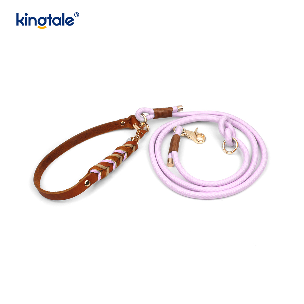 Genuine Leather Pet Collars at Leashes Dog Rope Collar at Leash Set