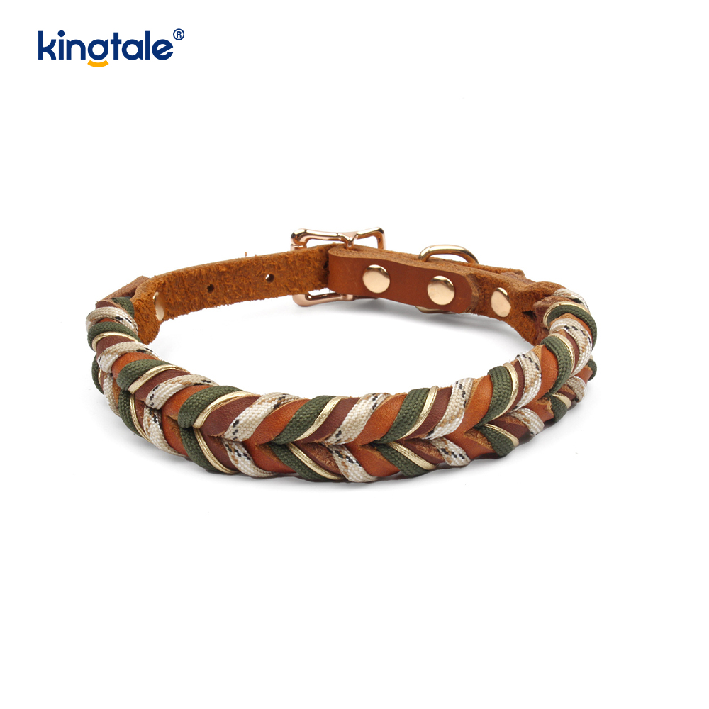 Genuine Leather Pet Collars at Leashes Dog Rope Collar at Leash Set