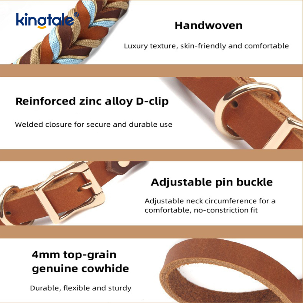 Genuine Leather Pet Collars at Leashes Dog Rope Collar at Leash Set