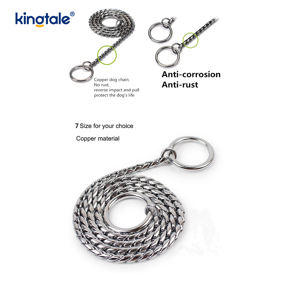 Pure Copper Metal Snake Dog Chain Collar Para sa Maliit at Katamtamang Aso