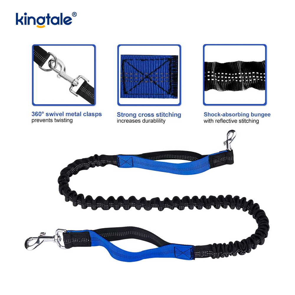 Reflective Elastic Double Running Pet Leash na May Zipper Pouch