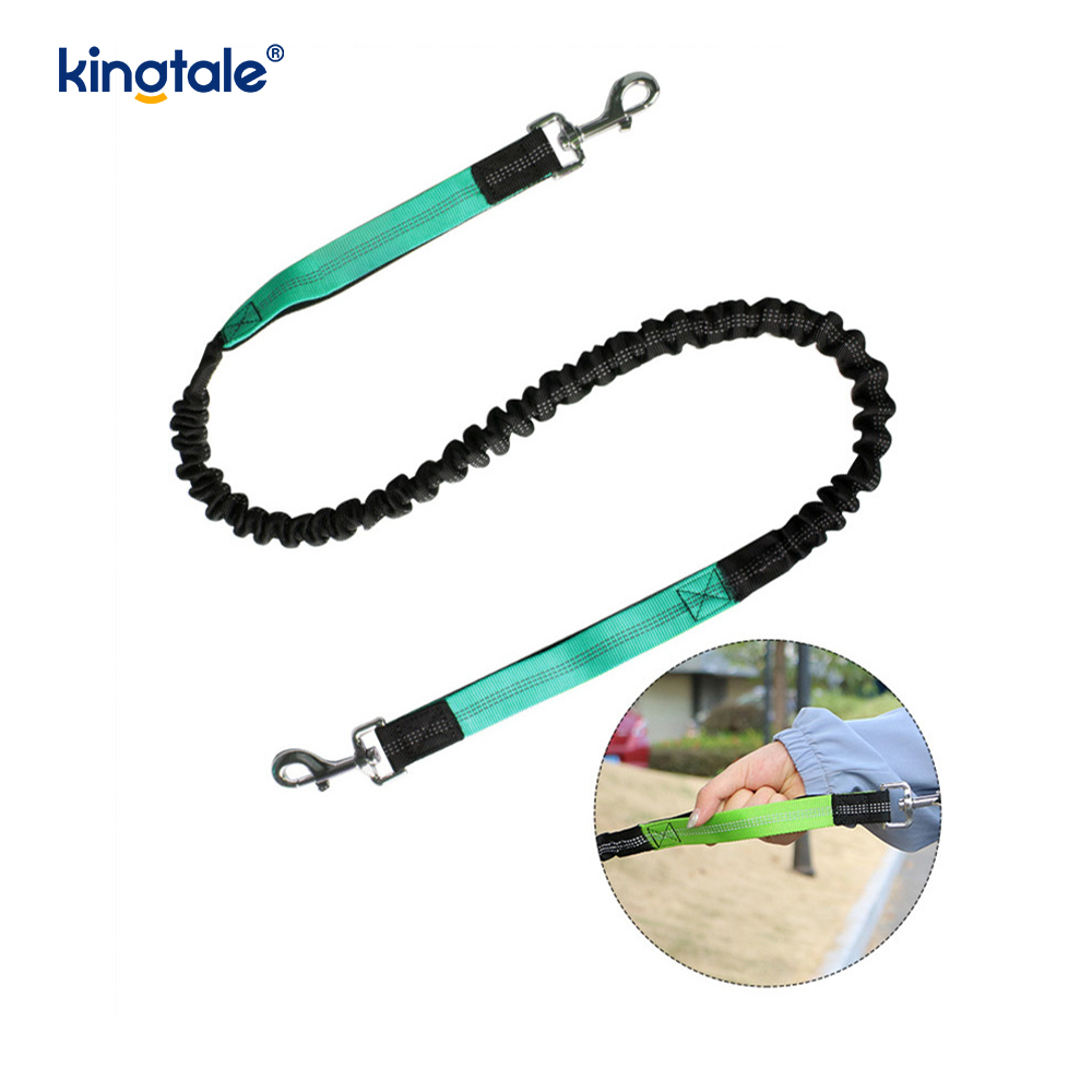 Reflective Elastic Double Running Pet Leash na May Zipper Pouch