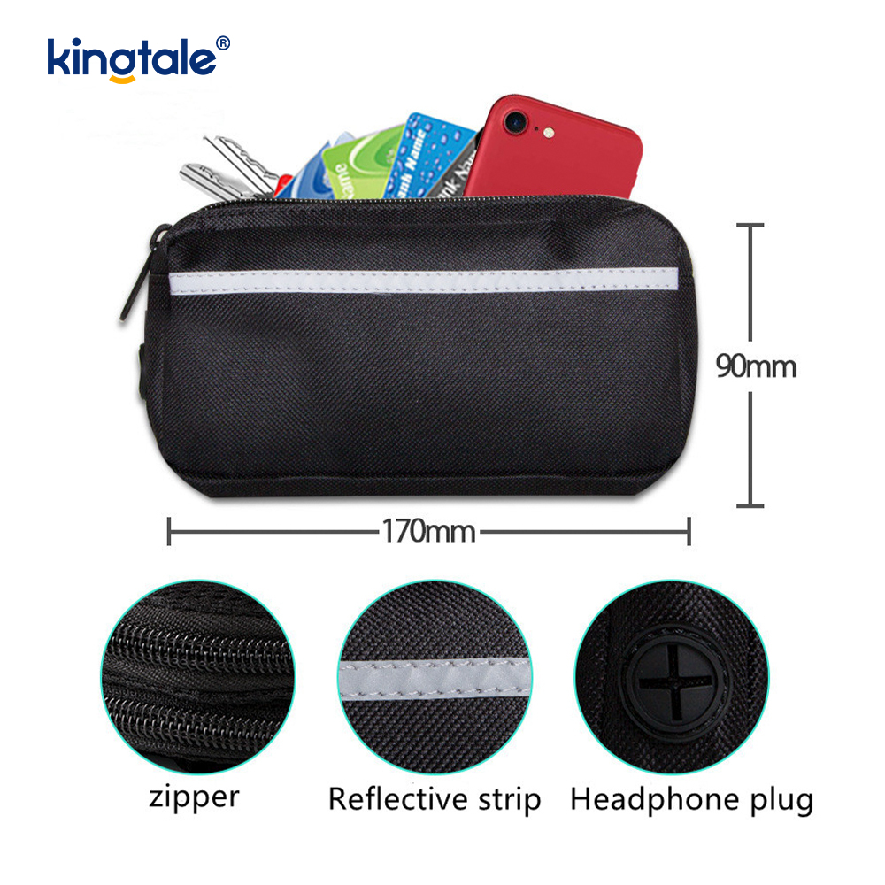 Reflective Elastic Double Running Pet Leash na May Zipper Pouch