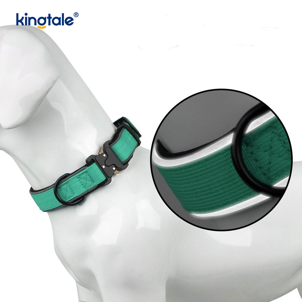 Heavy Adjustable Reflective Tactical Dog Collar Buckle Para sa M L Dogs