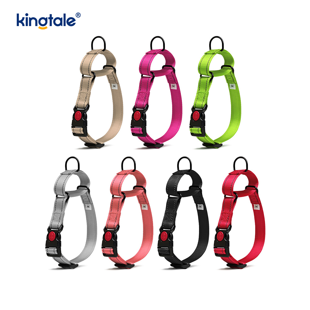 Walang Pull Reflective Adjustable Nylon Martingale Dog Collar Para sa S M A L L Dogs