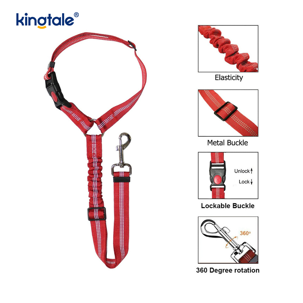 Matibay na Polyester Reflective Pet Car Seat Belt Leash Anti-Rush Anti-Rush