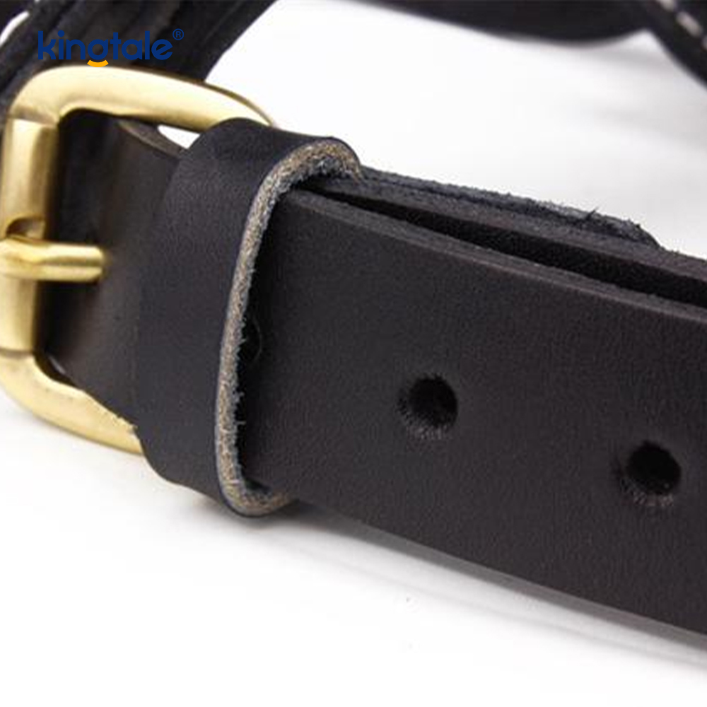 Leather Black Cowhide Widening at Thickening Dog Leather Harness