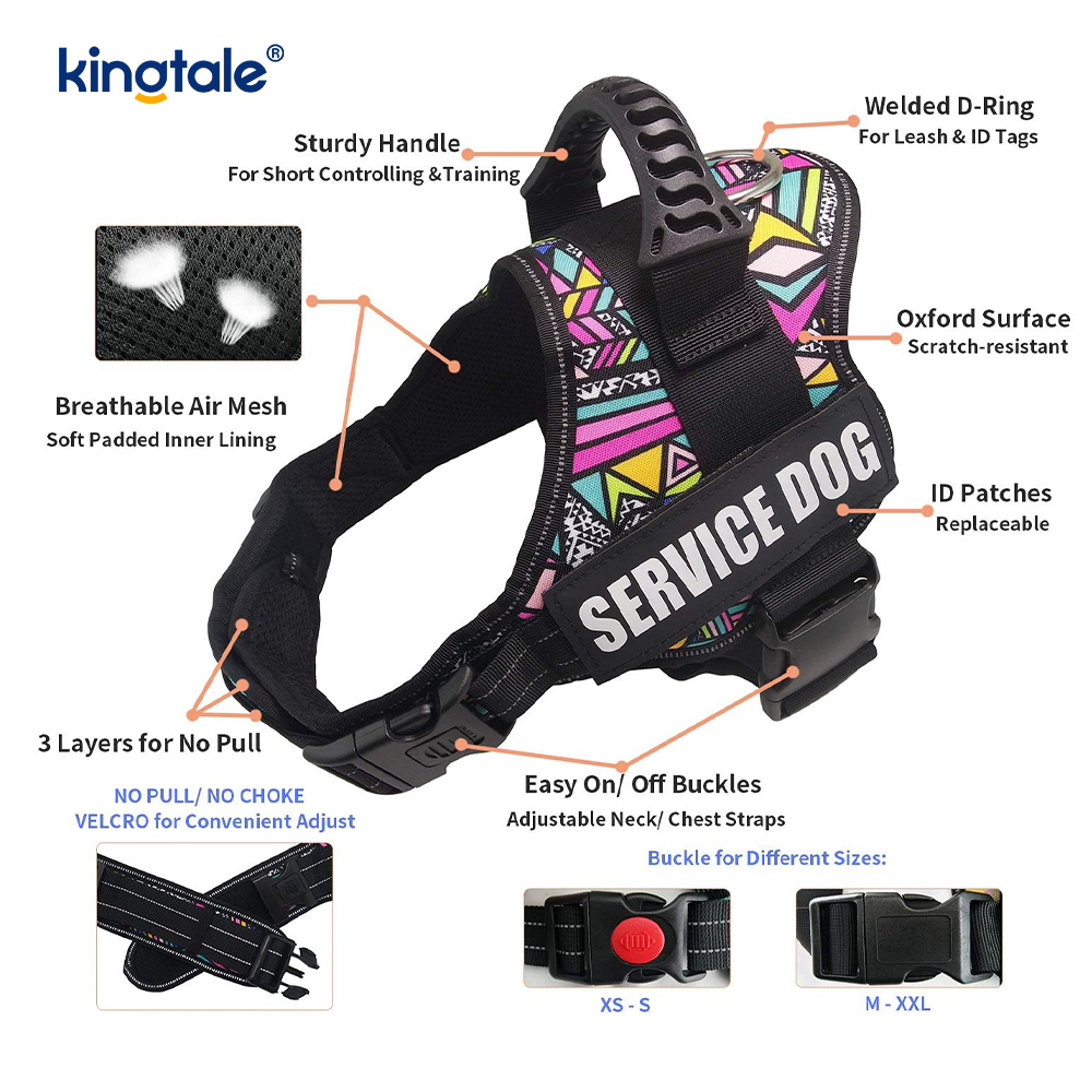 Walang Pull Reflective Designer Dog Harness Solid Nylon Rope Dog Leash