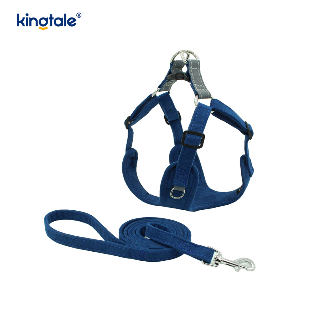 Leather Adjustable Small Pet Dog Cat Bling Rhinestone Harness at Leash Set