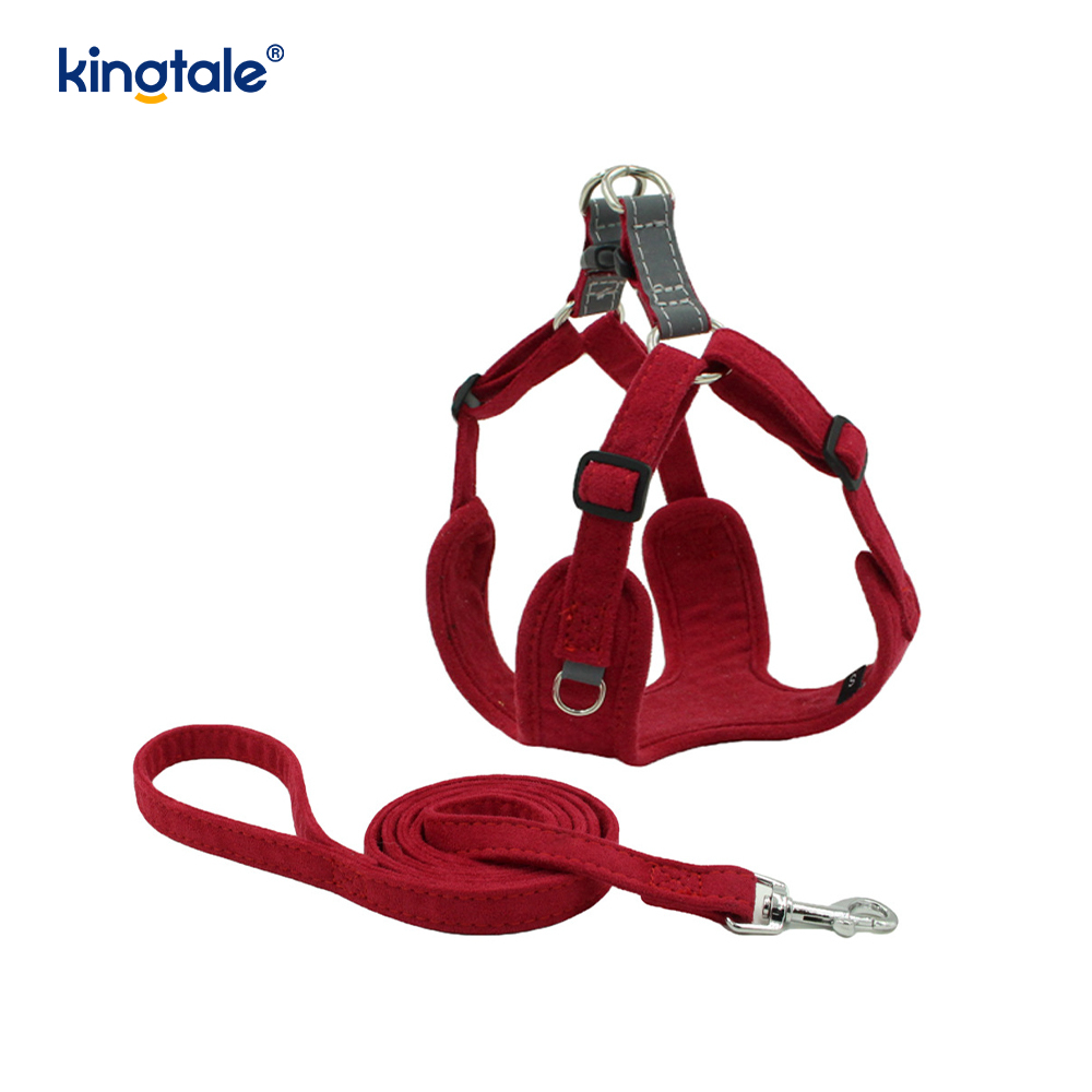 Leather Adjustable Small Pet Dog Cat Bling Rhinestone Harness at Leash Set