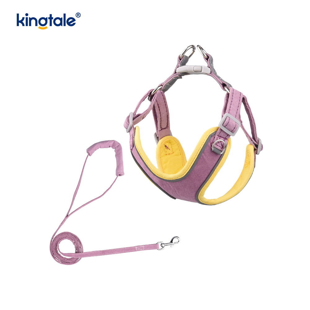 Leather Adjustable Small Pet Dog Cat Bling Rhinestone Harness at Leash Set