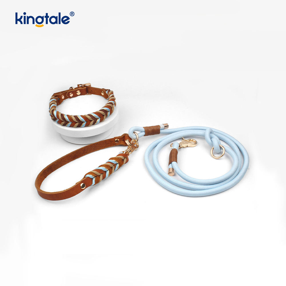 Malambot at Matibay na Genuine Leather Dog Collar at Leash Set