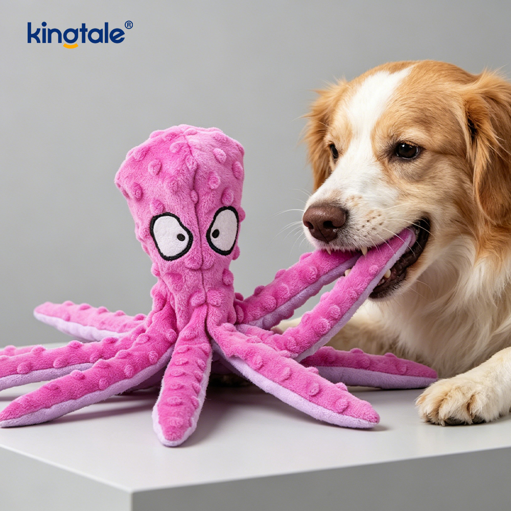 Interactive, Matibay, Squeaky Octopus-Shell Plush Pet Toy