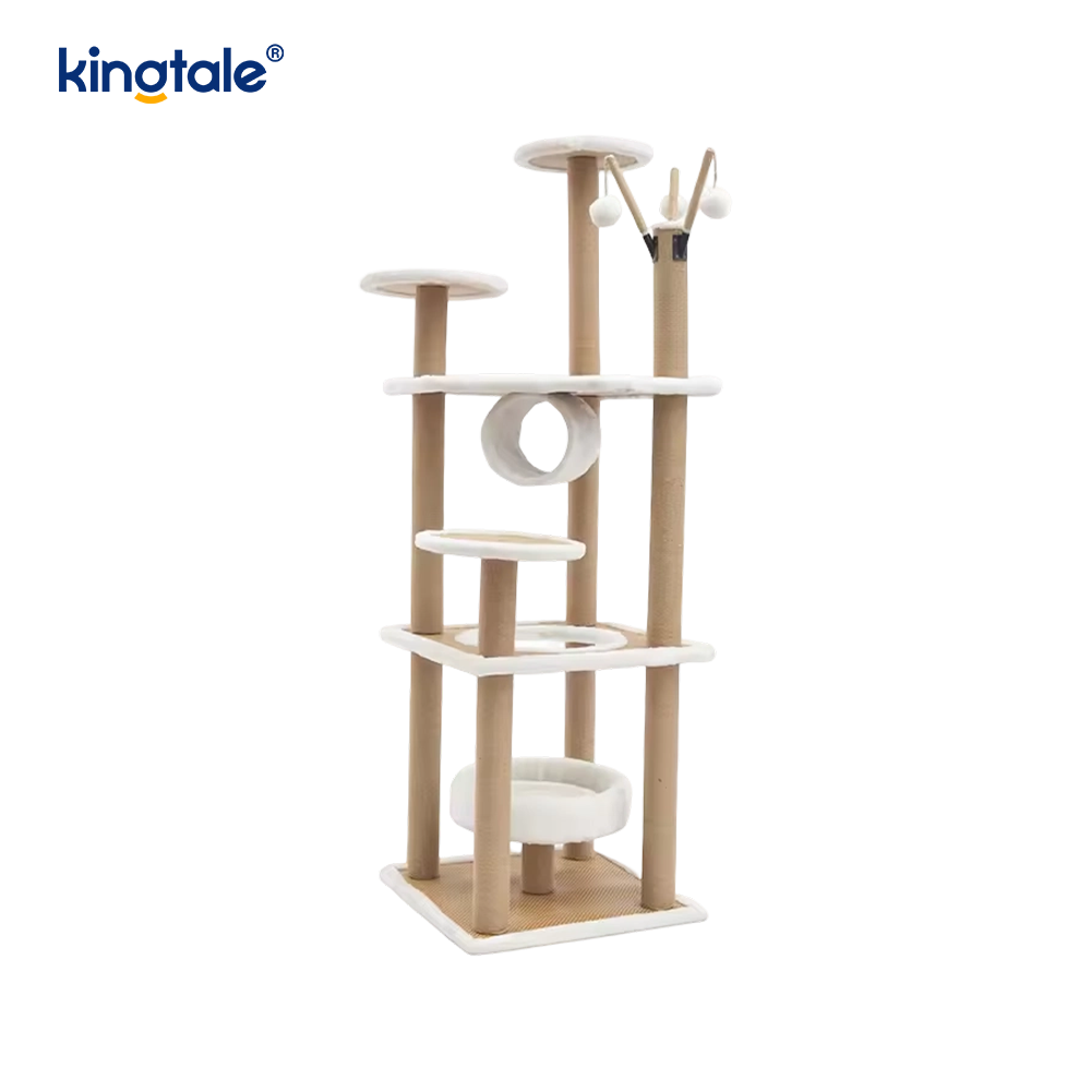 Natural na sisal Cat Tree Tall Cat Tower Plush Multi-Level Condo