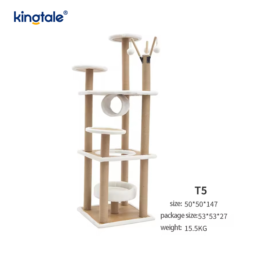 Natural na sisal Cat Tree Tall Cat Tower Plush Multi-Level Condo