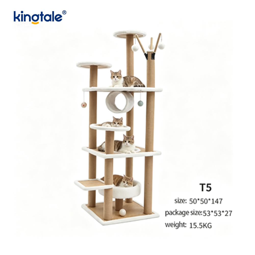 Natural na sisal Cat Tree Tall Cat Tower Plush Multi-Level Condo