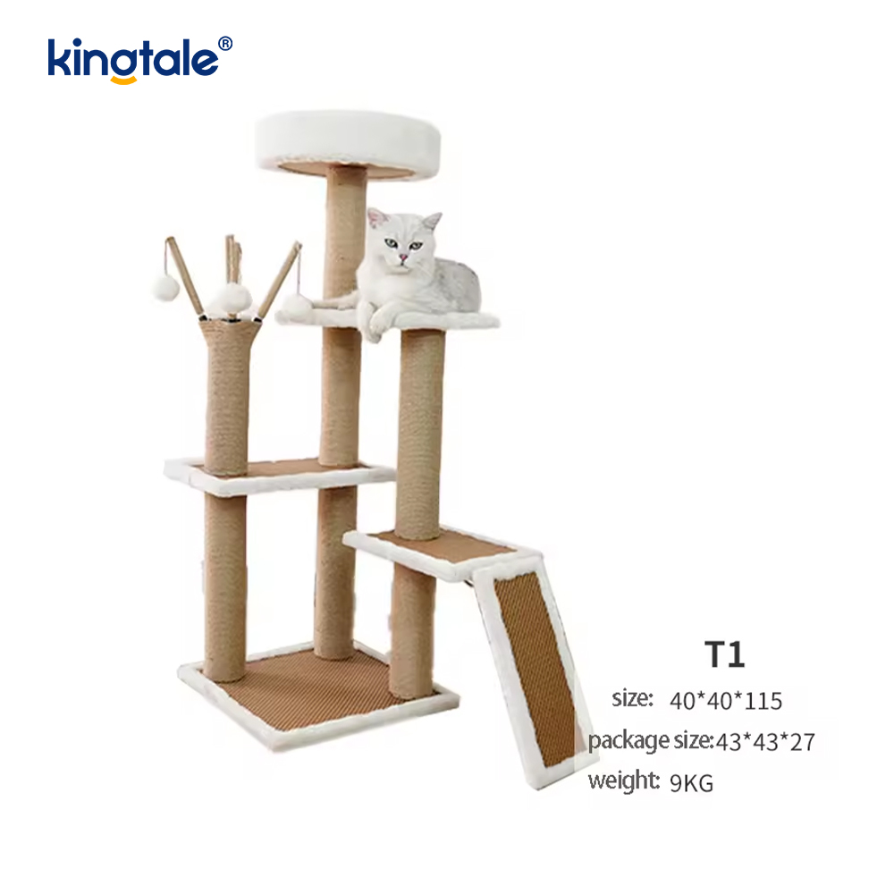 Natural na sisal Cat Tree Tall Cat Tower Plush Multi-Level Condo