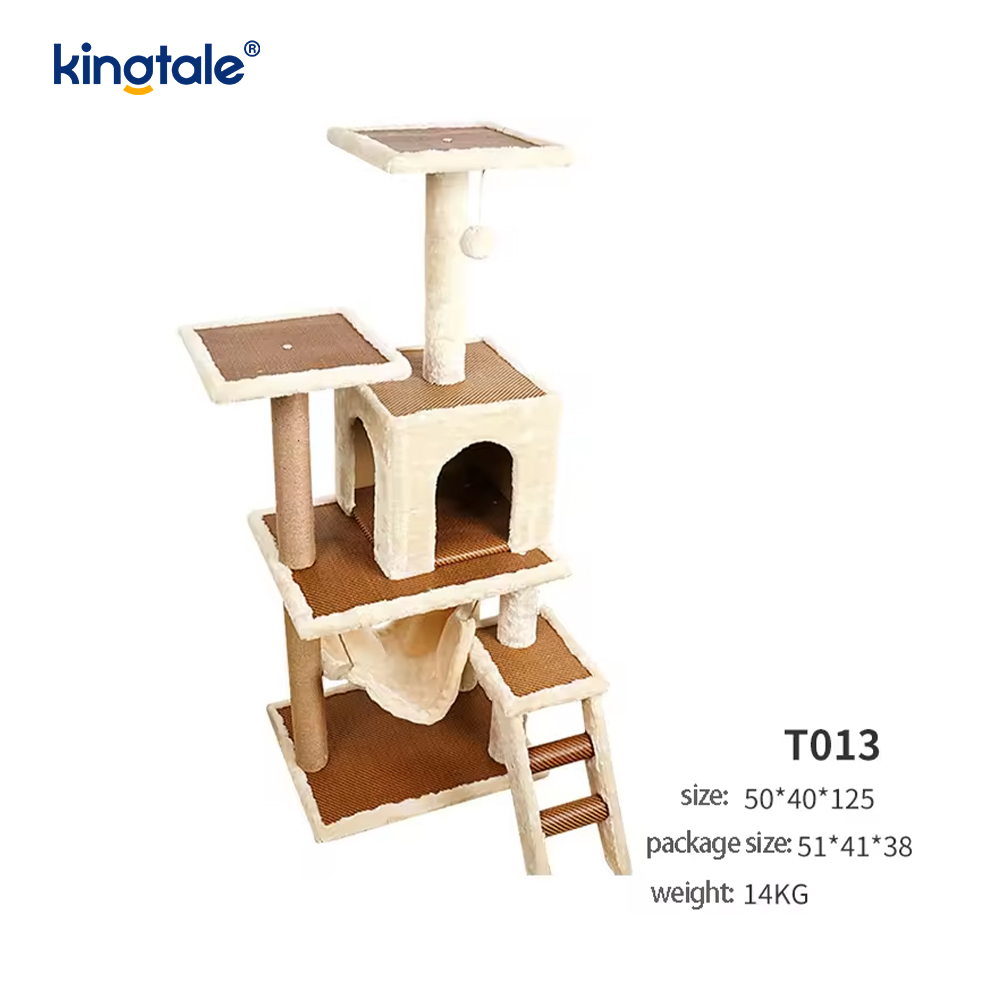Natural na sisal Cat Tree Tall Cat Tower Plush Multi-Level Condo