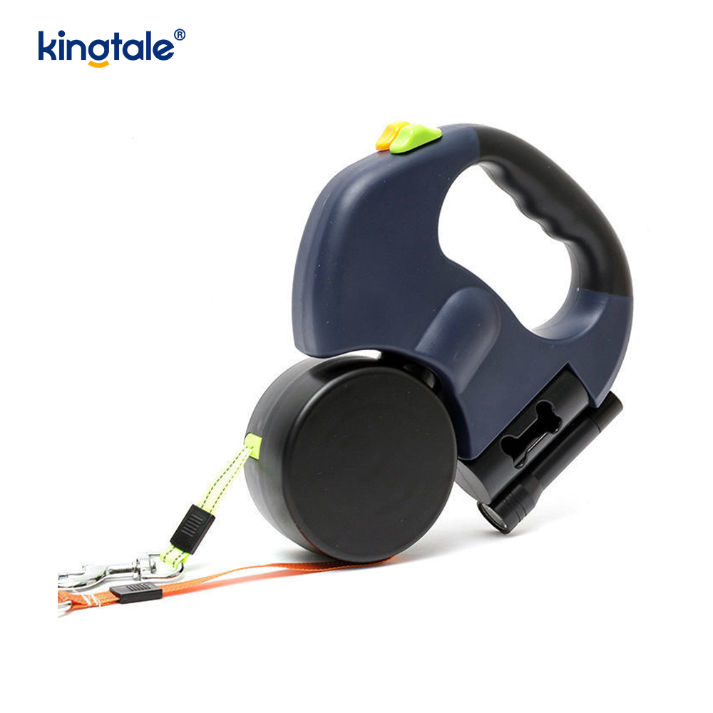 360 Degree na Retractable Double Dog Leash na may LED Light