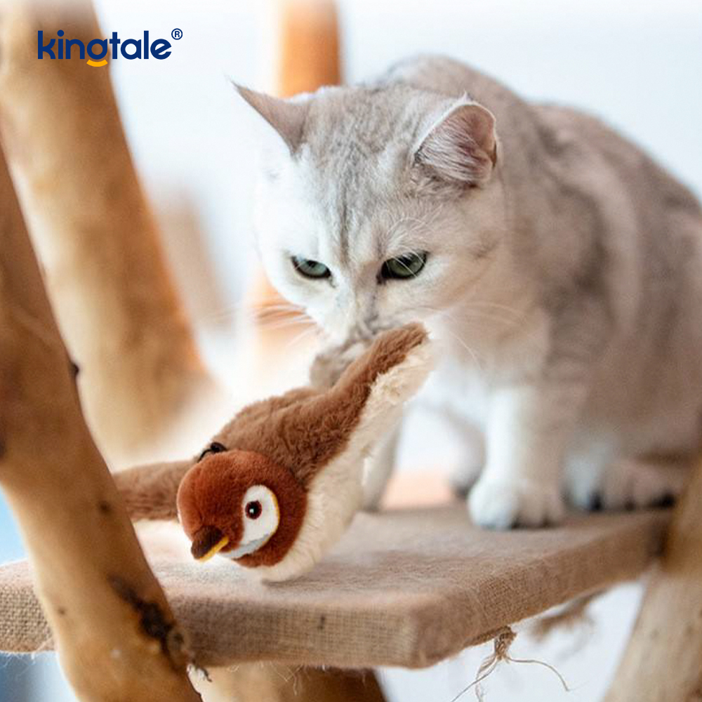 Plush, Realistic Bird/Electric Rechargeable Cat Toy na Tunog Kapag Tinatapik